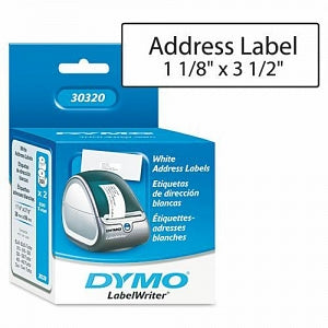 Dymo LabelWriter Address Labels - LabelWriter 1-1/8" x 3-1/2" Address Label, 260/Roll - 30320