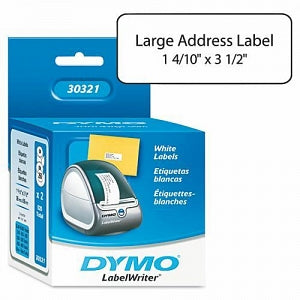 Dymo LabelWriter Address Labels - LabelWriter 1-4/10" x 3-1/2" Large Address Label, 260/Roll - 30321