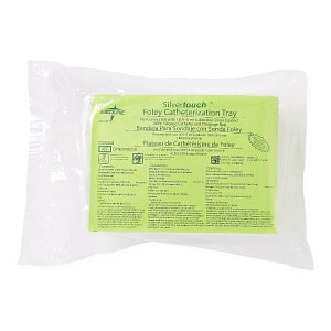 Medline Silvertouch 2-Layer Foley Catheter Trays - Two-Layer Tray with Drain Bag and Silvertouch 100% Silicone Foley Catheter, 18 Fr, 10 mL - DYND140218