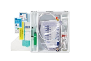 Medline Temperature-Sensing 100% Silicone 1-Layer Foley Catheter Tray - One-Layer Tray with 400 mL Urine Meter with 2, 500 mL Drain Bag and 100% Temperature-Sensing Silicone Foley Catheter, 16 Fr, 10mL - DYND160816T