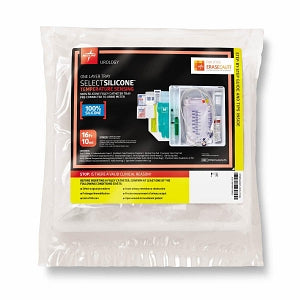 Medline Temperature-Sensing 100% Silicone 1-Layer Foley Catheter Tray - One-Layer Tray with 400 mL Urine Meter, 2, 500 mL Drain Bag with Metal-Free Drainage Port and 100% Temperature-Sensing Silicone Foley Catheter, 16 Fr, 10mL - DYND160816TS