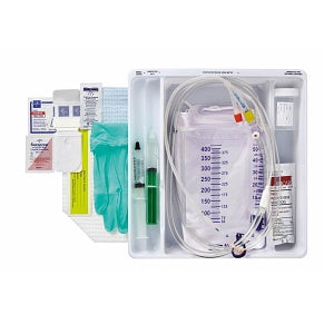 Medline Temperature-Sensing 100% Silicone 1-Layer Foley Catheter Tray - One-Layer Tray with 400 mL Urine Meter, 2, 500 mL Drain Bag with Metal-Free Drainage Port and 100% Temperature-Sensing Silicone Foley Catheter, 16 Fr, 10mL - DYND160816TS