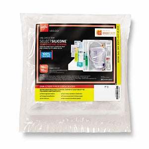 Medline Temperature-Sensing 100% Silicone 1-Layer Foley Catheter Tray - One-Layer Tray with 400 mL Urine Meter with 2, 500 mL Drain Bag and 100% Temperature-Sensing Silicone Foley Catheter, 16 Fr, 10mL - DYND160816T