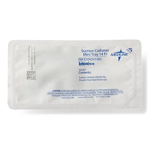 Medline Whistle Open Suction Catheter Kit - Catheter Suction Tray with Latex Glove, 14 Fr - DYND41982