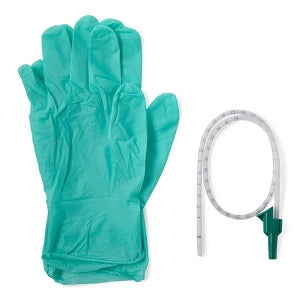 Medline Whistle Open Suction Catheter Kit - Catheter Suction Tray with Latex Glove, 14 Fr - DYND41982