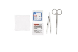 Medline Floor Grade Suture Removal Trays - Suture Removal Tray with Stainless Steel Iris Forceps - DYND70900