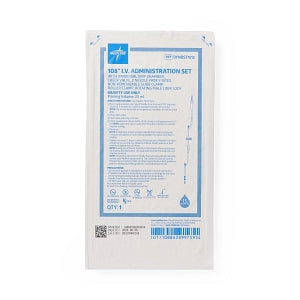 Medline IV Administration Sets - IV Administration Set with 2 Needle-Free Ports, 15 drops / mL, 108" - DYNDST1512