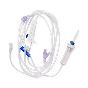 Medline IV Administration Sets - IV Administration Set with 2 Needle-Free Ports, 15 drops / mL, 108" - DYNDST1512