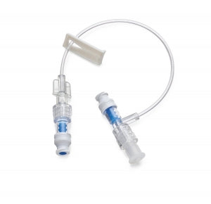 Medline Minibore IV Extension Sets - IV Extension Set with Needle-Free T-Port, Needle-Free Valve, 8" L, 0.4mL - DYNDTC5082