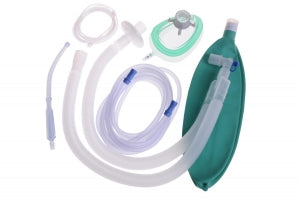 Medline Adult Expandable Anesthesia Circuits - Adult Anesthesia Circuit with 90" Expandable Tubing, 1 BV Filter, 3 L Bag, Gas Sampling Line, Size 5 Mask with Tail Valve - DYNJAA0111