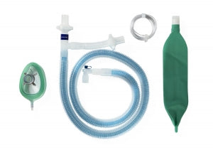 Medline Adult Unilimb Anesthesia Circuits - Adult Anesthesia Circuit with 60" Unilimb Tubing, 2 BV Filter, 3 L Bag, Gas Sampling Line, Size 5 Mask with Tail Valve - DYNJAAF6390