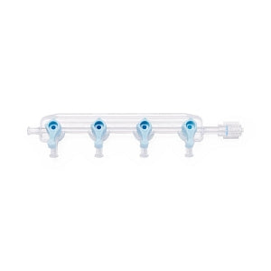 Medline High-Pressure Manifolds, Standard Handle - Right-Hand Orientation 550 PSI Manifold with Standard Handle in ON Position, 4 Ports - DYNJMAN05HT