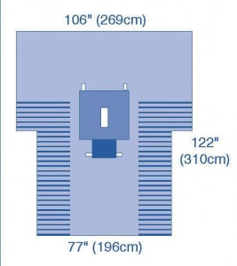 Medline UltraGard Laparotomy T Drapes - UltraGard Laparotomy T Drapes, 106" x 122" x 77" (269 x 310 x 196 cm) - DYNJP3003UG