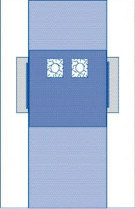 Medline 77 x 135" Femoral Angiography Surgical Drape with Pouches - Femoral Angiography Pouch, Sterile - DYNJP4114