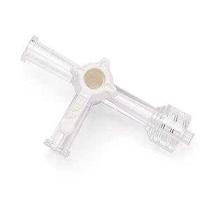 Medline Stopcocks, 3-Way Body Style - 3-Way Stopcock with Handle in OFF Position, Fixed Male Luer Lock, Female Fitting, 200 PSI - DYNJSC307