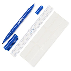 Medline Dual-Tip Skin / Utility Markers - Dual Tip Utility Skin Marker with Ruler and Labels, Fine and Regular Tips - DYNJSMD04