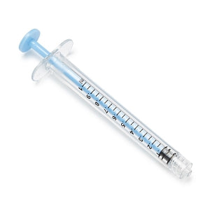 Medline Sterile Colored Medication Syringes, 1 mL - High-Pressure Polycarbonate Medication Syringe with Fixed Male Luer Lock Fitting, 1 mL, Blue - DYNJSYRPC1B