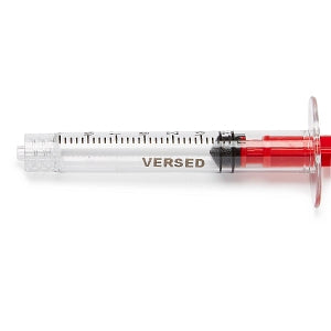 Medline High-Pressure Medication Colored Syringes, 3 mL - Sterile High-Pressure Pre-Labeled Versed Syringe with Fixed Male Luer Lock Fitting, 3 mL Red - DYNJSYRVER3R
