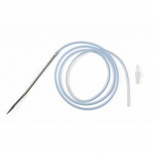 Medline Round Channel Drains with Trocar - Channel Round Silicone Drain with Trocar, 15 Fr, 3/16", Full Fluted - DYNJWE2189