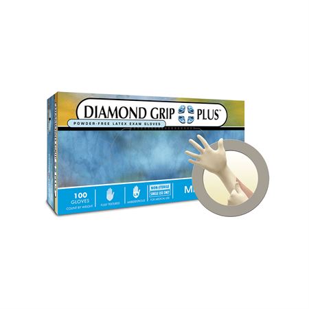 Diamond Grip Plus Powder Free Latex Exam Gloves Large