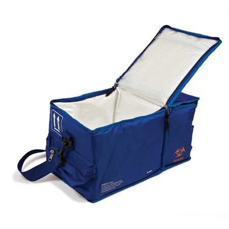 Dry Ice Dual Chamber Tote Dual Chamber Transport Bag with Dry Ice Liners - 16"W x 9"D x 9"H - Blue