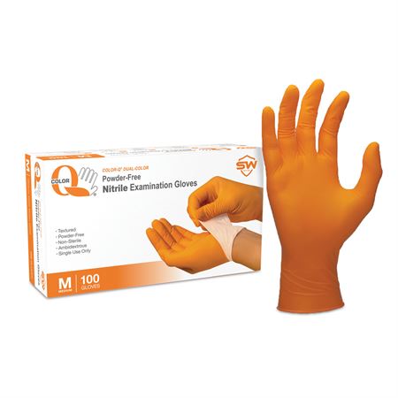 Orange Nitrile Exam Gloves Small