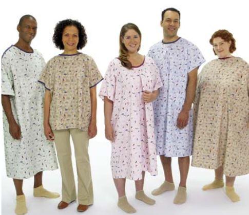 Encompass Group IV Telemetry Gowns - Patient Gown, V-Neck, Pinbone Blue - 45266-BPNB