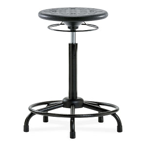E Com Seating Huron High Bench-Height Stools - Huron High Bench Height Stool, Polyurethane, Round Base, Glides, Black - IPHBSO-RT-RG-BLK