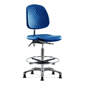 E Com Seatin, Inc. Class 10 Clean Room High Bench-Height Chairs with Medium Backs - CHAIR, CLEAN RM, HIGH, MED BACK, GLIDES, BLUE - NCRPHBCHMBCRT0A0CFRGBLU