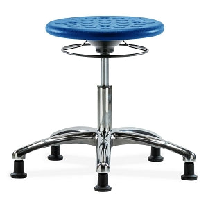 E Com Seating Huron Desk-Height Stools - STOOL, HURON PU, CHROM, DESK, GLIDES, BLUE - IPDHSO-CR-RG-BLU