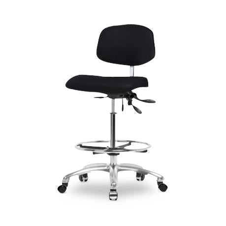 EO2 Concepts Class 100 Cleanroom Medium Bench-Height Chairs - Class 100 Cleanroom Medium Bench-Height Chair, Vinyl, Seat Tilt, Chrome Adjustable Foot Ring, Glides, Burgundy - NCR-VMBCH-CR-T1-A0-CF-RG-8569