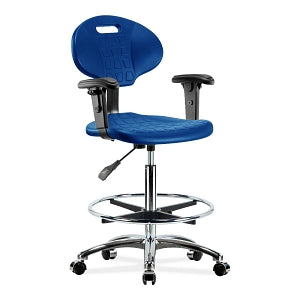 E Com Seating Erie High Bench-Height Chairs - CHAIR, ERIE PU, CHR, HIGH, FR, ARM, CH CST, BLU - TPHBCH-CR-A1-CF-CC-BLU