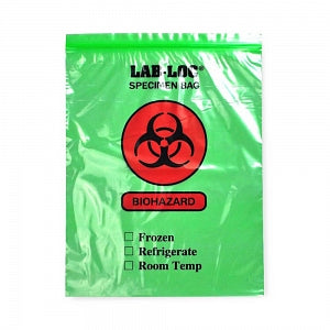 Elkay Plastics Reclosable 2-Wall Specimen Transfer Bag - Reclosable Specimen Bag with Biohazard Symbol, 2 mil Thickness, Green Tint, 12 x 15 - LAB221215GE