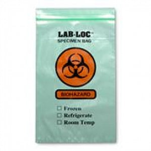 Elkay Plastics Reclosable 3-Wall Specimen Transfer Bags - Reclosable Specimen Transfer Bag with Biohazard Symbol, 3-Wall, Green Tint, 2 Mil Thickness, 6 x 9 - LAB20609GR