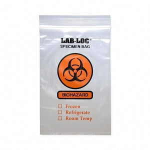 Elkay Plastics Reclosable 3-Wall Specimen Transfer Bags - Reclosable Specimen Transfer Bag with Biohazard Symbol, 3-Wall, Clear, 2 Mil Thickness, 12 x 15 - LAB21215
