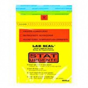 Elkay Plastics Lab Seal Tamper-Evident Specimen Bags - Lab Loc Tamper-Evident Specimen Bag with Removable Biohazard Symbol, 3-Wall Construction, 6" x 10", STAT-Printed, Yellow Tint - LABA610YST