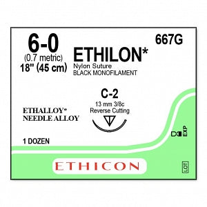 Ethicon Nonabsorbable Suture - SUTURE, PLIABILIZED, MONO, BLK, 6/0, C-2, VA - 667G