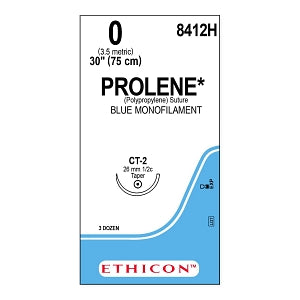 Ethicon Prolene Blue Needled Sutures - SUTURE, PROLENE, MONO, BLUE, 0, 30, CT-2, VA - 8412H
