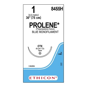 Ethicon Prolene Blue Needled Sutures - SUTURE, PROLENE, MONO, BLUE, 1, 30, CTX, VA - 8455H