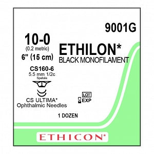 Ethicon Ethilon Nylon Sutures - SUTURE, ETHILON, MONO, BLK, 10/0, 6, 160-6, VA - 9001G