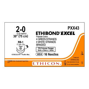 Ethicon Ethibond-Excel Sutures - SUTURE, ETHIBND-EXCEL, G / W, 2/0, 8-30, RB1, VA - PXX43