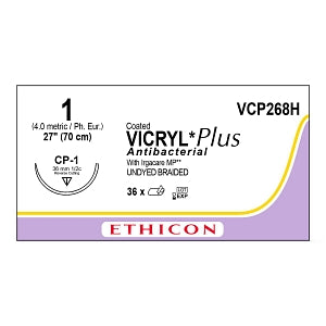Ethicon Vicryl Plus Sutures - SUTURE, VICRYL PLUS VL BR 1, 27, VA - VCP268H