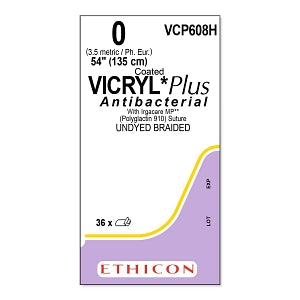 Ethicon Vicryl Plus Coated Polyglactin 910 Sutures - SUTURE, VICRYL PLUS UD BR 0, 54, VA - VCP608H