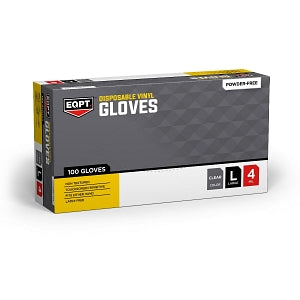 Medline EQPT Powder-Free Disposable Vinyl Gloves - EQPT Powder-Free Vinyl Industrial Gloves, 100 Count, Size L - EQPT4133