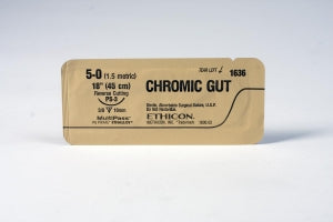 Ethicon Precision Point Chromic Gut Absorbable Suture - Brown Absorbable Chromic Gut 6-0 PS-3 18" Suture - 1635G
