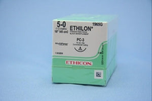 Ethicon Precision Cosmetic Ethilon Nonabsorbable Sutures - Pliabilized Monofilament Suture, Black, 18" Size 5/0, Needle - 1965G