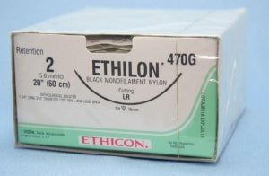 Ethicon Reverse Cutting Ethilon Sutures - Black Ethilon 2 LR 20" Suture - 470G