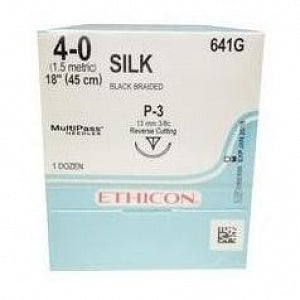Ethicon Precision Point Perma-Hand Surgical Suture - Precision Point Perma-Hand Surgical Suture 4/0, 18", P-3 Needle - 641G