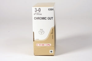Ethicon Reverse-Cutting Chromic Gut Absorbable Sutures - Brown Absorbable Chromic Gut 1 CP 27" Suture - 805H