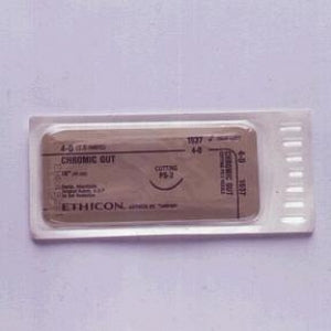 Ethicon Reverse-Cutting Chromic Gut Absorbable Sutures - Brown Absorbable Chromic Gut 1 CP 27" Suture - 805H